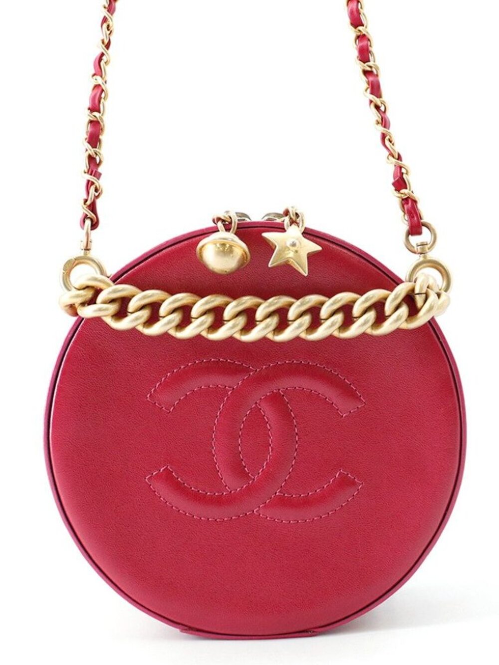 Chanel Chain Shoulder Bag CC Logo Round Leather